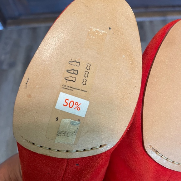 COS Dark Orange Suede Block Heel Round Toe Pumps 6 - Picture 12 of 13